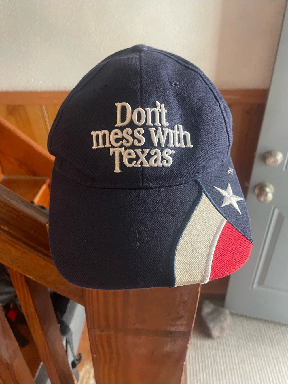 Don't Mess With Texas Navy Blue Baseball Cap Flag Accent, Adjustable Adult OS